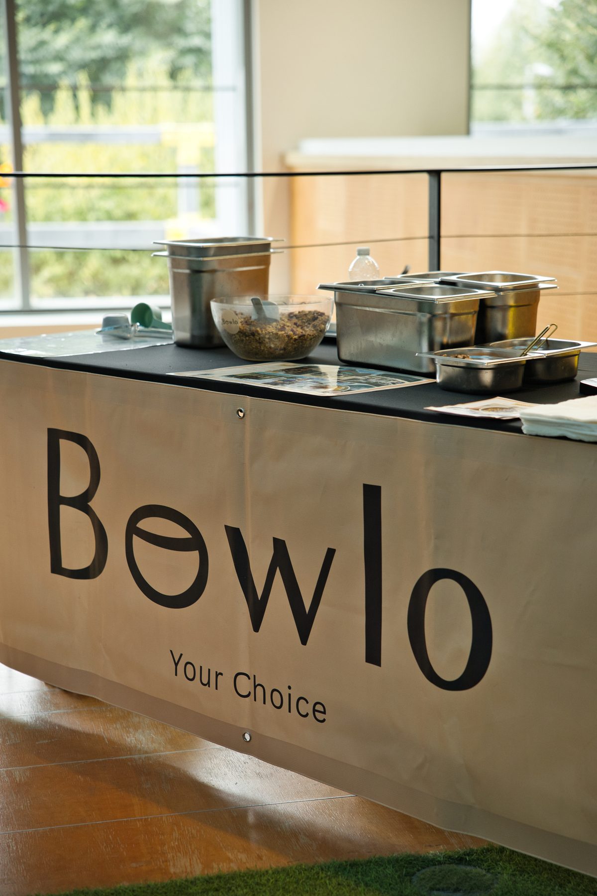 The Bowlo stand, set up for service