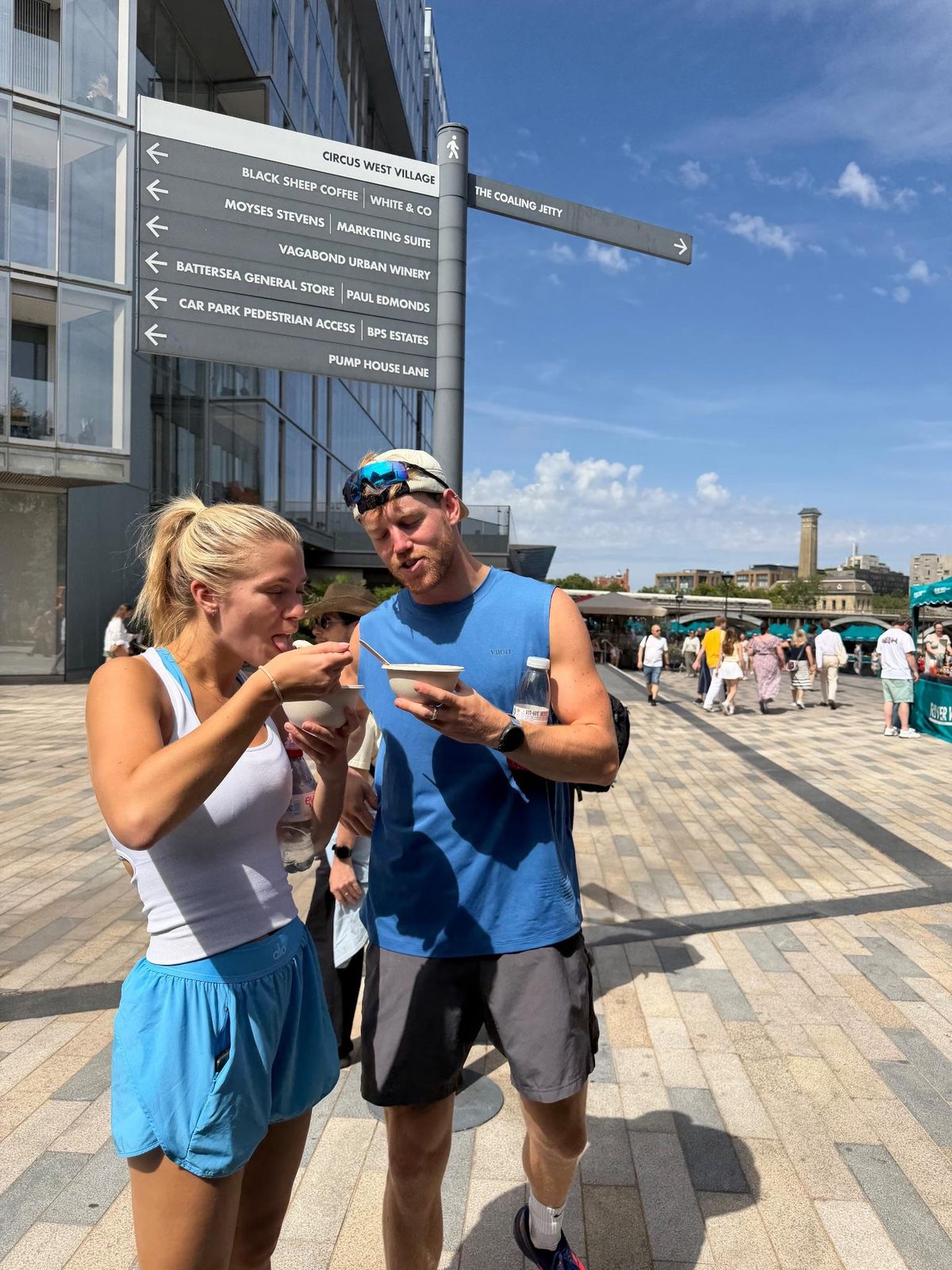 Customers eating their bowls