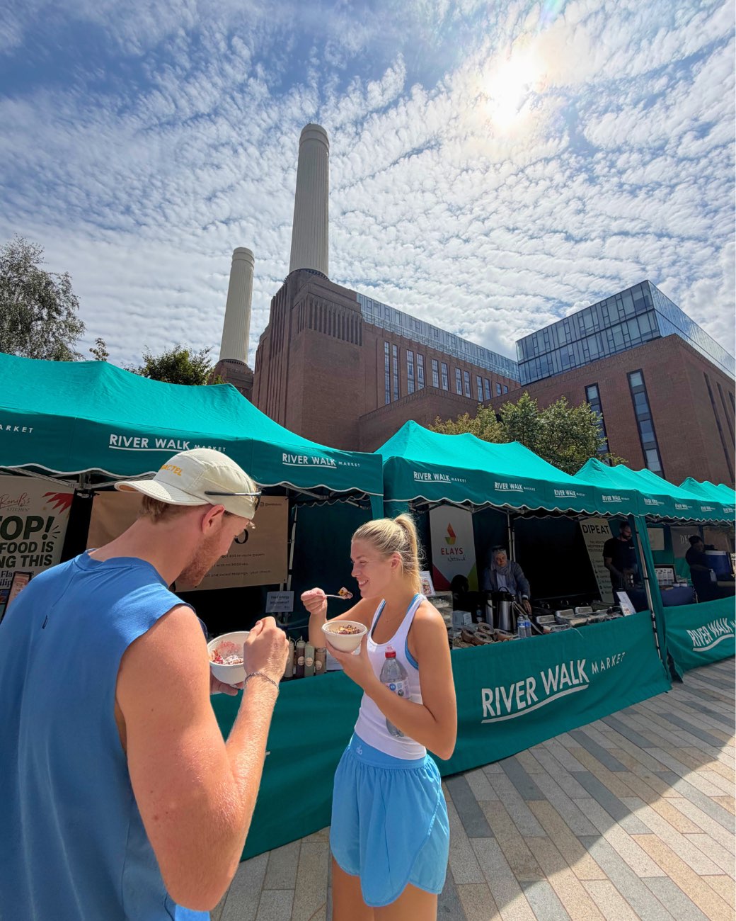 The stall with Battersea Power Station behind it