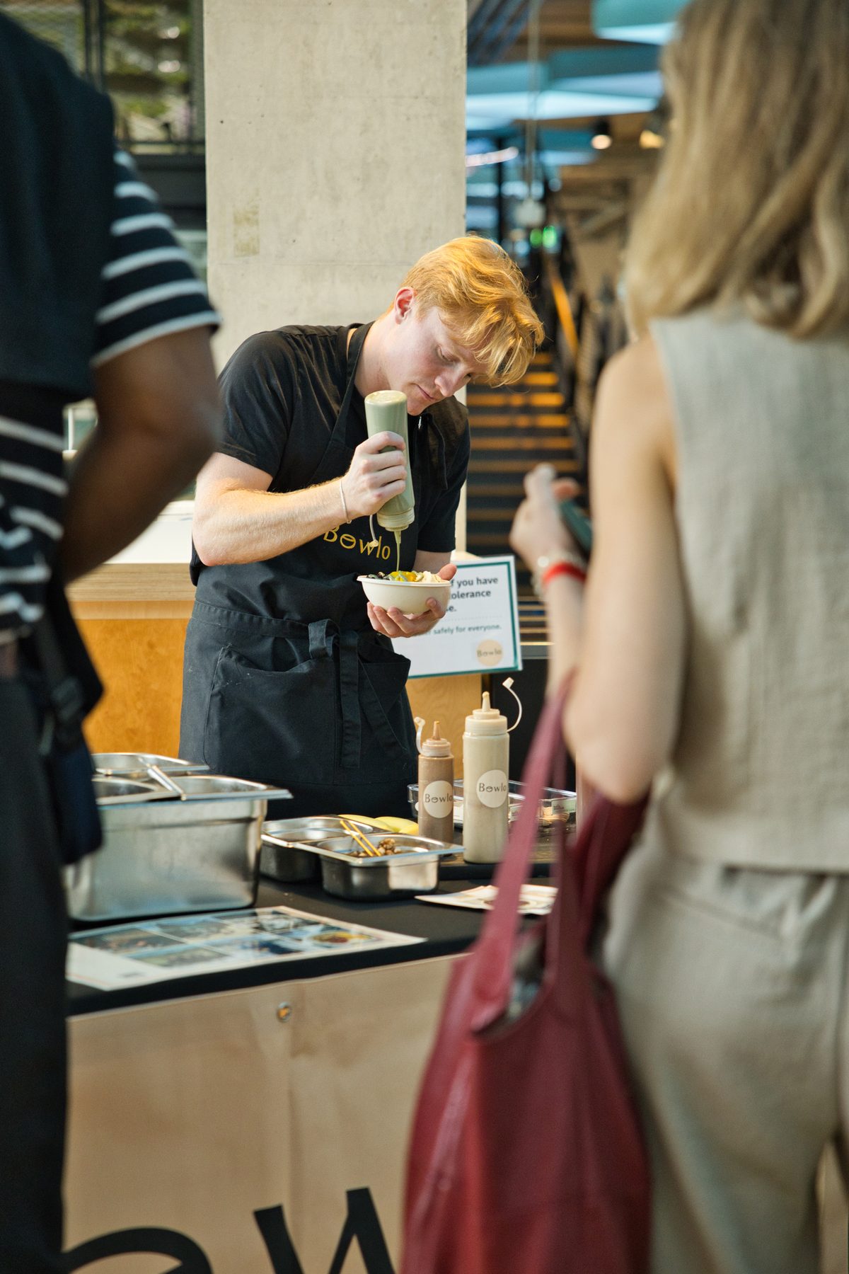 Serving bowls at an event